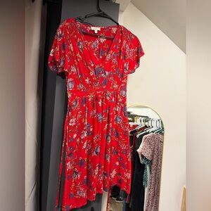 Lucky Brand Red Floral Midi Dress